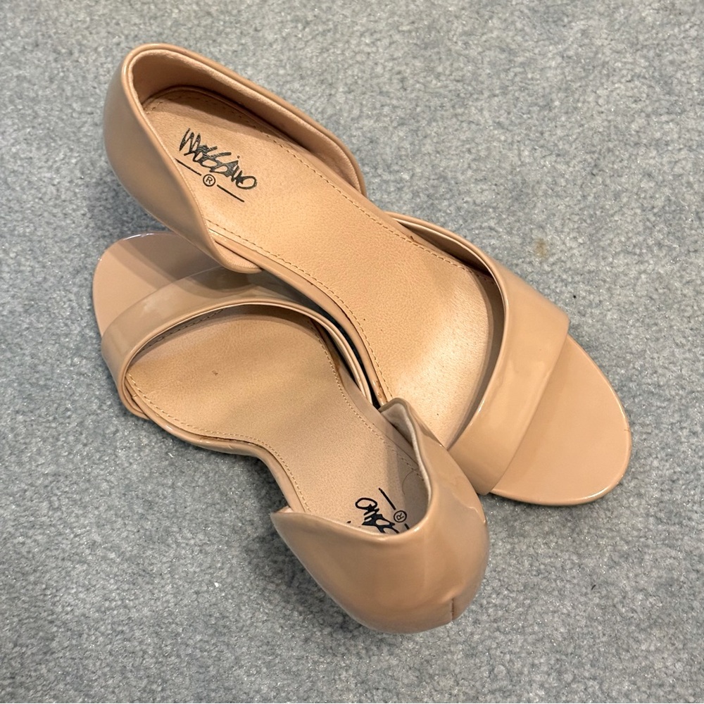Mossimo Beige Tan Heels Open Toe Shoes Size 9.5 - Picture 3 of 12